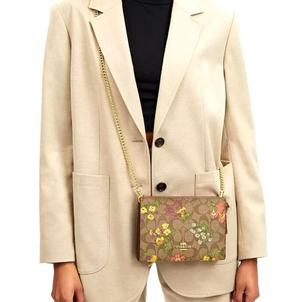 NWT COACH Slim Crossbody In Signature Canvas With Floral Print‎ - Picture 9 of 9